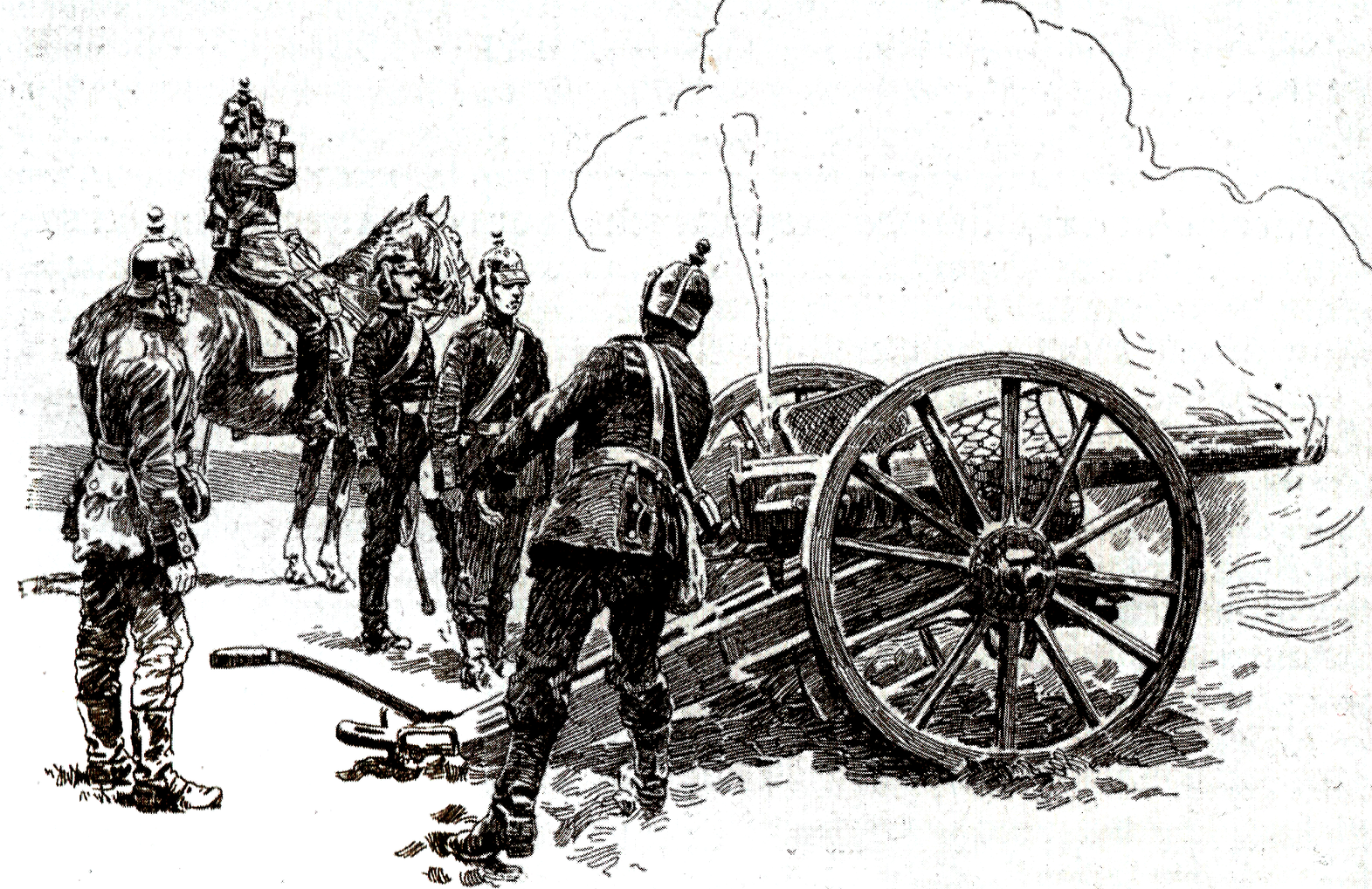 157 - Pruské dělostřelectvo v palebném postavení.